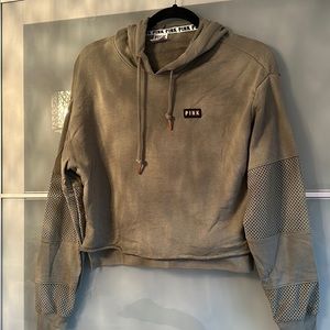 PINK crop hoodie with mesh